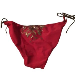 NWT In Mocean Red & Brown Tie bikini / Swimsuit bottoms XL